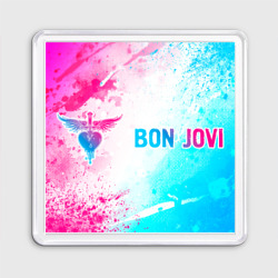 Магнит 55*55 Bon Jovi Neon Gradient