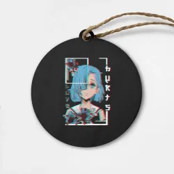 Деревянная игрушка круг Love Anime Girl Flowers