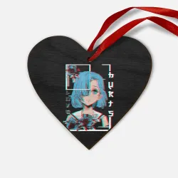 Деревянная игрушка Сердце Love Anime Girl Flowers