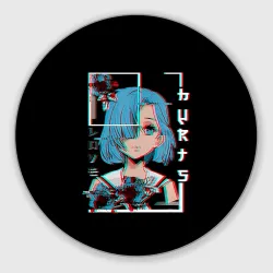Круглый коврик для мышки Love Anime Girl Flowers