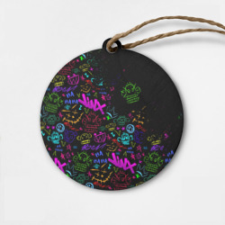 Деревянная игрушка круг League Of Legends неон - Arcane logo