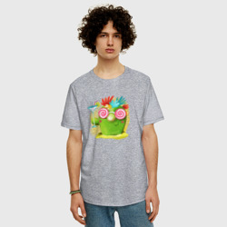 Мужская футболка хлопок Oversize Кактус с коктейлем  - фото 2