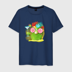 Мужская футболка хлопок Кактус с коктейлем 