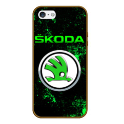 Чехол для iPhone 5/5S матовый Skoda - зеленые брызги