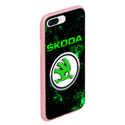 Чехол для iPhone 7Plus/8 Plus матовый Skoda - зеленые брызги - фото 2