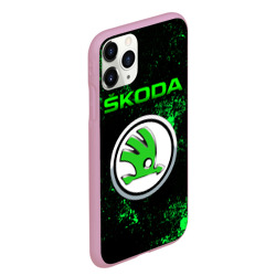 Чехол для iPhone 11 Pro Max матовый Skoda - зеленые брызги - фото 2