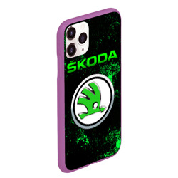 Чехол для iPhone 11 Pro Max матовый Skoda - зеленые брызги - фото 2