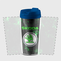 Термокружка-непроливайка Skoda - зеленые брызги - фото 2