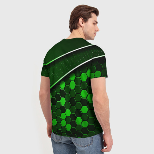 Мужская футболка 3D Шкода - Зеленая техно броня, цвет 3D печать - фото 4