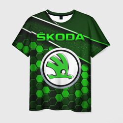 Мужская футболка 3D Шкода - Зеленая техно броня