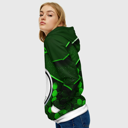 Женская толстовка 3D Шкода - Зеленая техно броня, цвет 3D печать - фото 5