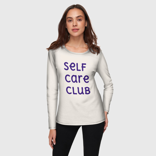 Женский лонгслив 3D с принтом Self care club, фото на моделе #1