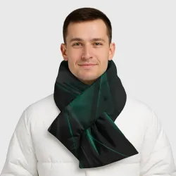 Шарф-пуховик 3D Бирюзовый черный фон геометрия - фото 2