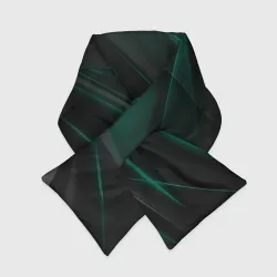 Шарф-пуховик 3D Бирюзовый черный фон геометрия