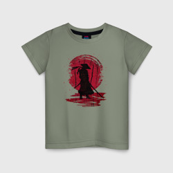 Детская футболка хлопок Самурай и красная луна