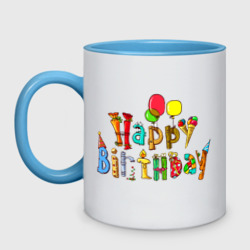 Кружка двухцветная Happy birthday greetings
