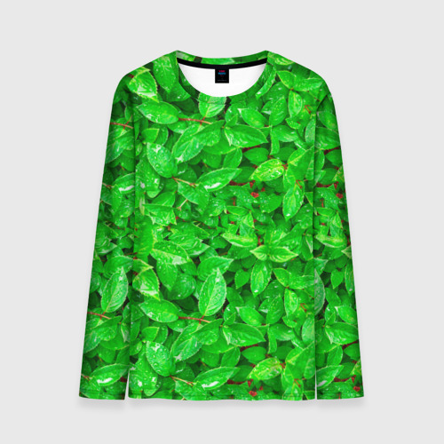 Мужской лонгслив 3D Зелёные листья - текстура, цвет 3D печать