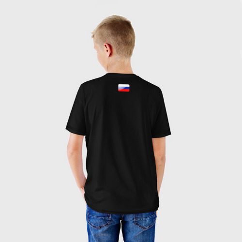 Детская футболка 3D с принтом Двуглавый орёл РФ, вид сзади #2