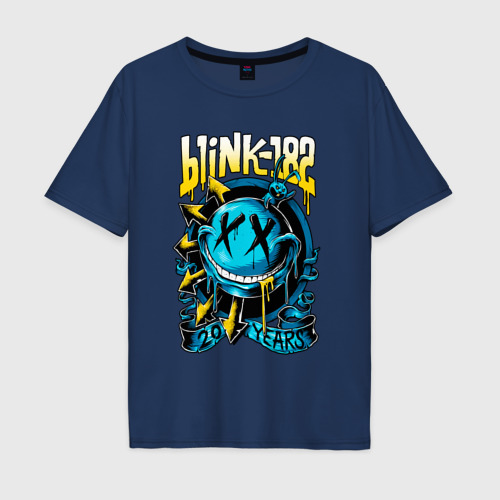 Мужская футболка хлопок Oversize Blink 182 - 20 years, цвет темно-синий