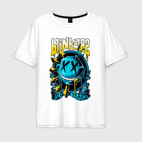 Мужская футболка из хлопка оверсайз с принтом Blink 182 — 20 years, вид спереди №1