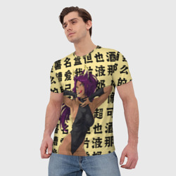 Мужская футболка 3D Йоруичи Шихоин - Блич иероглифы - фото 2