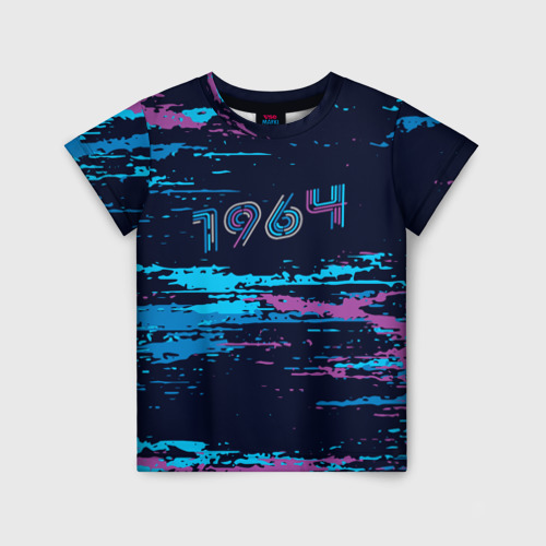 Детская футболка 3D с принтом 1964 год рождения - НЕОН, вид спереди #2
