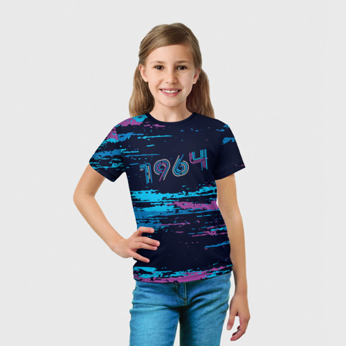 Детская футболка 3D с принтом 1964 год рождения - НЕОН, вид сбоку #3