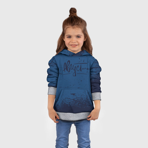 Детская толстовка 3D Август - на синем фоне, цвет меланж - фото 4
