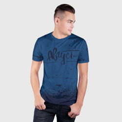 Мужская футболка 3D Slim Август - на синем фоне - фото 2