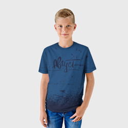Детская футболка 3D Август - на синем фоне - фото 2