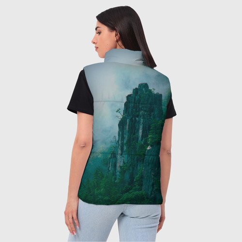 Женский жилет утепленный 3D горы - скалы, цвет светло-серый - фото 4