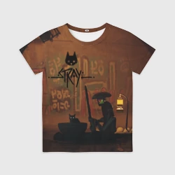 Детская футболка 3D Бездомный Кот и Робот