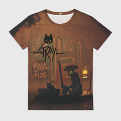 Женская футболка 3D Бездомный Кот и Робот