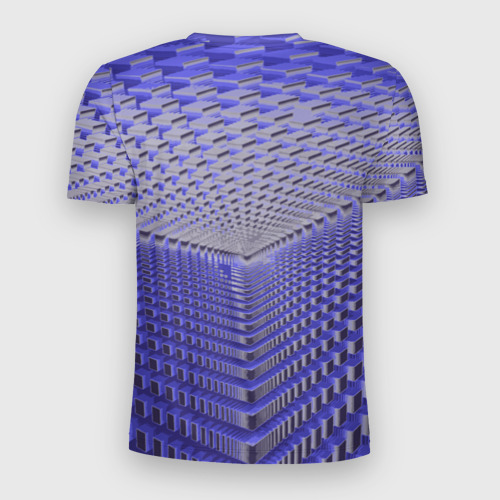 Мужская футболка 3D Slim с принтом Неоновые кубы - оптическая иллюзия, вид сзади #1