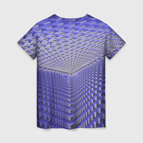 Женская футболка 3D с принтом Неоновые кубы - оптическая иллюзия, вид сзади #1