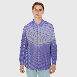 Мужская рубашка oversize 3D Неоновые кубы - оптическая иллюзия - фото 2