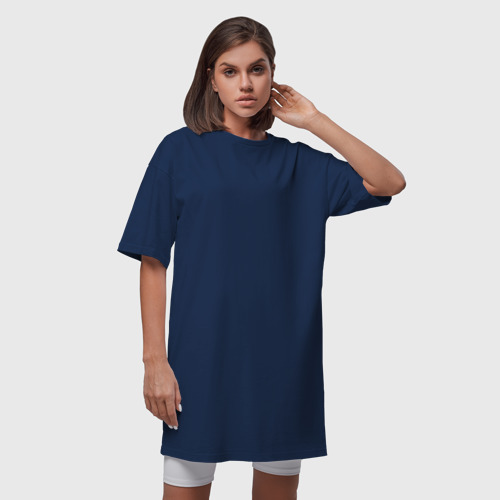 Платье-футболка хлопок Однотонное 31, цвет темно-синий - фото 5