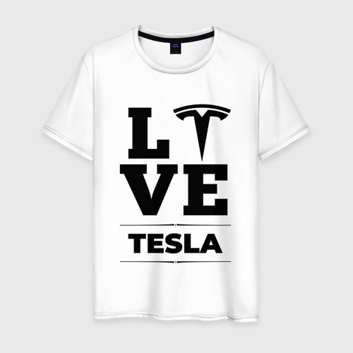 Мужская футболка хлопок Tesla Love Classic, цвет белый