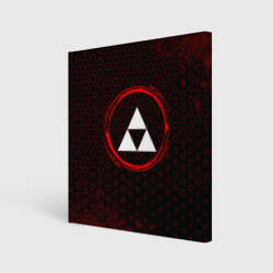 Холст квадратный Символ Zelda и краска вокруг на темном фоне