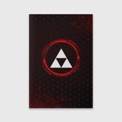 Обложка для паспорта матовая кожа Символ Zelda и краска вокруг на темном фоне