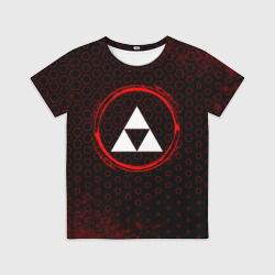 Детская футболка 3D Символ Zelda и краска вокруг на темном фоне