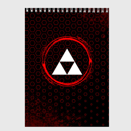 Скетчбук Символ Zelda и краска вокруг на темном фоне, цвет белый