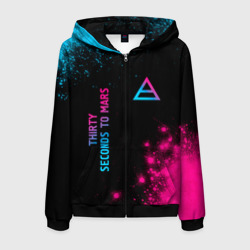 Мужская толстовка 3D на молнии Thirty Seconds to Mars Neon Gradient