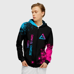 Мужская толстовка 3D на молнии Thirty Seconds to Mars Neon Gradient - фото 2