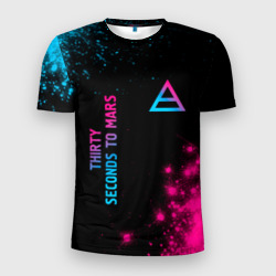 Мужская футболка 3D Slim Thirty Seconds to Mars Neon Gradient
