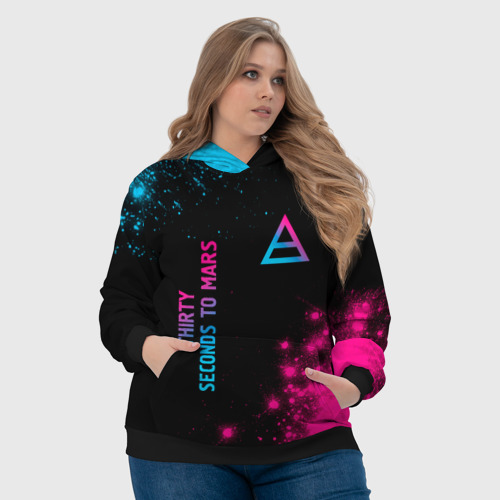 Женская толстовка 3D Thirty Seconds to Mars Neon Gradient, цвет 3D печать - фото 6