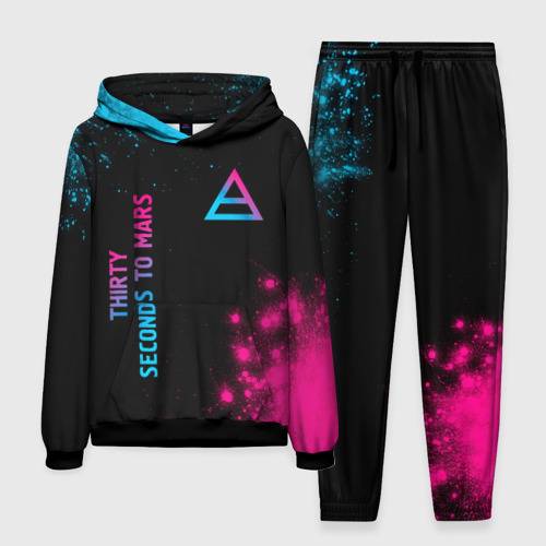 Мужской костюм с толстовкой 3D Thirty Seconds to Mars Neon Gradient, цвет черный