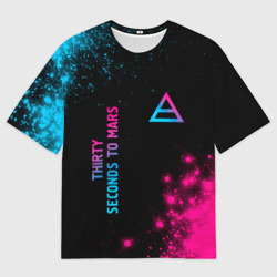 Мужская футболка oversize 3D Thirty Seconds to Mars Neon Gradient