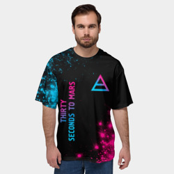 Мужская футболка oversize 3D Thirty Seconds to Mars Neon Gradient - фото 2