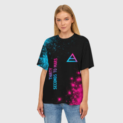 Женская футболка oversize 3D Thirty Seconds to Mars Neon Gradient - фото 2